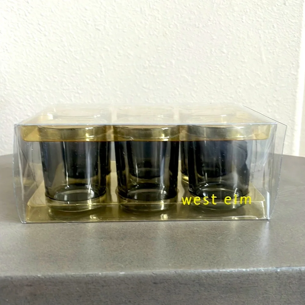 West Elm set of 6  gray votive candle holders